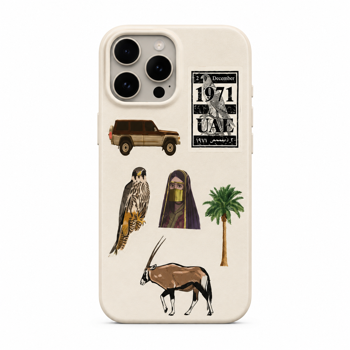 UAE Heritage Sticker Phone Case – Cream